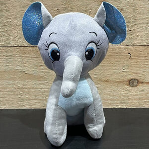 A&A Global Industries Elephant Plush Stuffed Animal 9.5"x5" Blue Shiny Ears EUC